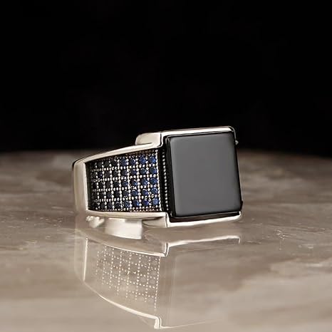 The Monarch – Square Black Onyx Stainless Steel Ring