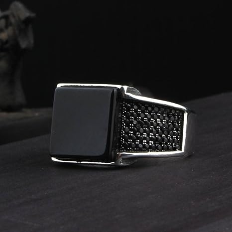 The Monarch – Square Black Onyx Stainless Steel Ring