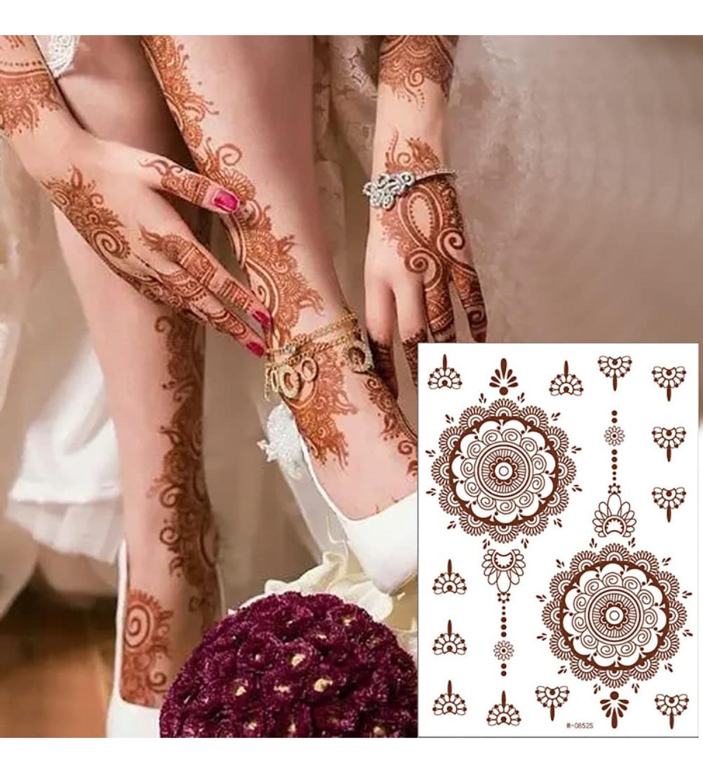 Waterproof 3 Pac Of Henna Sticker