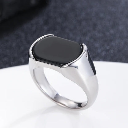 Men’s Premium Stainless Steel Signet Ring with Black Onyx Stone