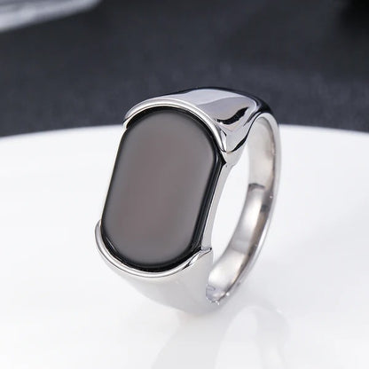 Men’s Premium Stainless Steel Signet Ring with Black Onyx Stone