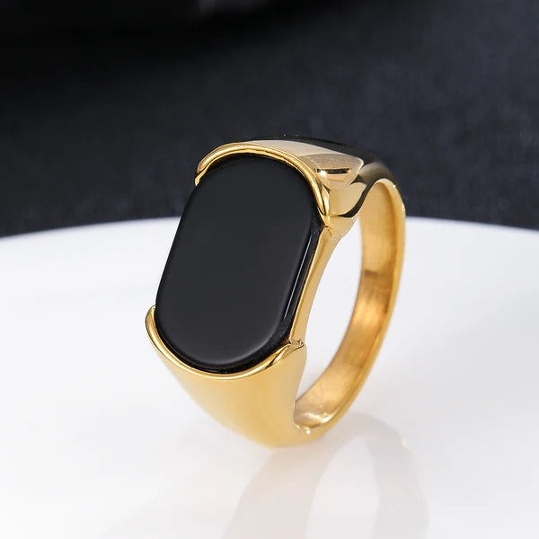 Men’s Premium Stainless Steel Signet Ring with Black Onyx Stone