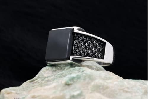 The Monarch – Square Black Onyx Stainless Steel Ring