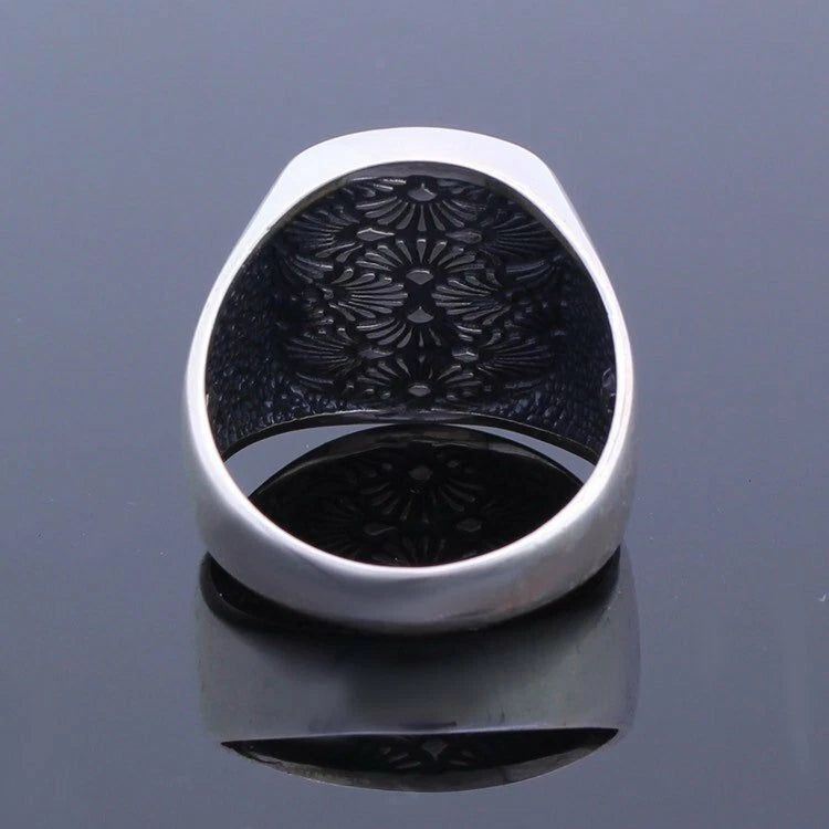 925 Sterling Silver Men's Ring with Black Onyx Stone