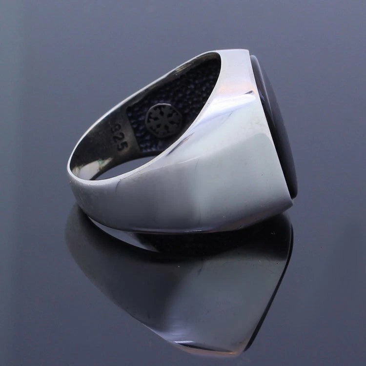 925 Sterling Silver Men's Ring with Black Onyx Stone