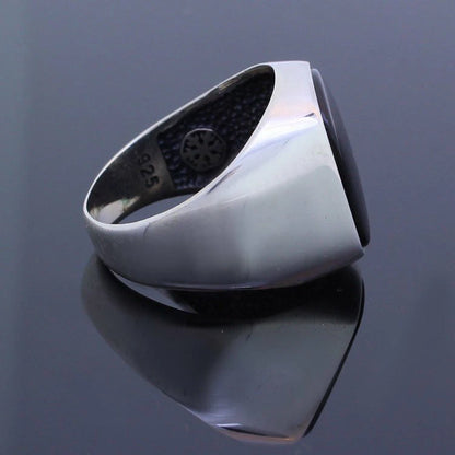 925 Sterling Silver Men's Ring with Black Onyx Stone